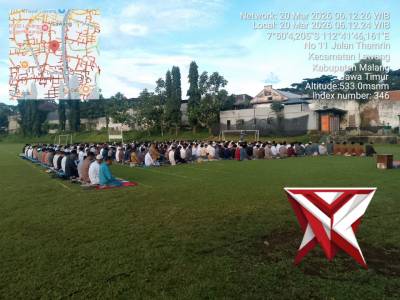 Pengamanan  Sholat Idul Fitri 1447 H di Stadion Sepak Bola Lawang Jl.Thamrin No.11 Kel. Lawang
