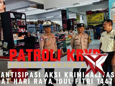 Patroli KRYD Polsek Nganjuk Kota Sasar Antisipasi Kriminalitas Saat Hari Raya