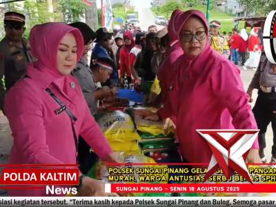 Polsek Sungai Pinang Gelar Gerakan Pangan Murah Warga Antusias Serbu Beras SPHP