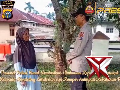 Personil Polsek Bunut Memberikan Himbauan Agar Waspada Konsleting Listri dan Api Kompor Gas