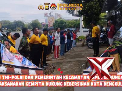 Sinergi TNI-Polri dan Pemerintah Kecamatan, Polsek gading Cempaka laksanakan GEMPITA Dukung Kebersih