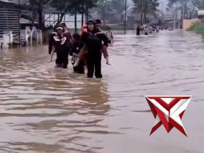 Polsek Cangkuang melaksanakan kegiatan pemantauan kondisi banjir di wilayah hukumnya