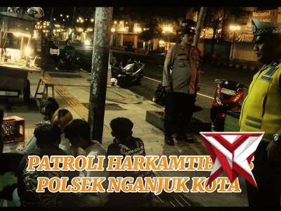 Patroli Harkamtibmas, Polsek Nganjuk Kota Himbau Pemuda Jaga Kamtibmas dan Hindari Balap Liar