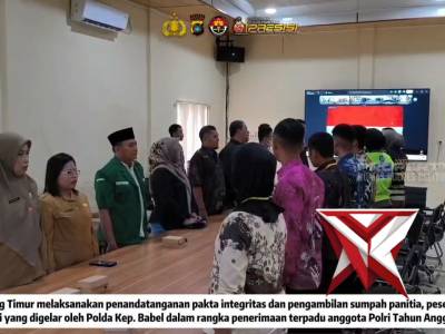 Wakapolres Belitung Timur Pimpin Pengambilan Sumpah dan Penandatanganan Pakta Integritas Penerimaan - PoliceTube