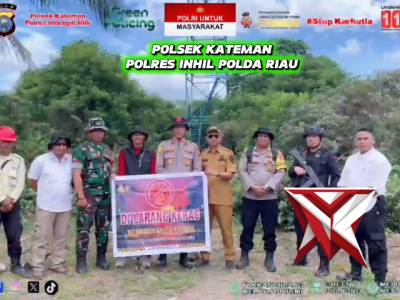 Polsek Kateman Gelar Patroli dan Sosialisasi Larangan Karhutla di Desa Air Tawar