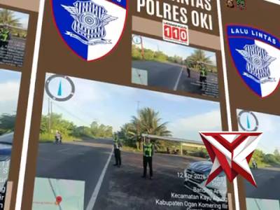 Personil satlantas oki melaksanakan pengaturan sore