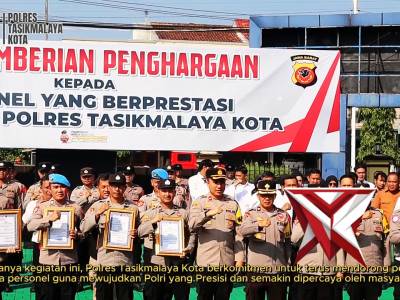 Polres Tasikmalaya Kota Gelar Apel Pemberian Penghargaan bagi Personel Berprestasi