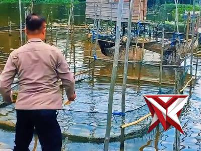 Kasium Polsek Jejawi sambang cek ketahanann pangan tambak ikan lele milik warga Desa Jejawi