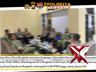 *Perkuat Sinergitas, Dandenpom II/1 Bengkulu Silaturahmi ke Mapolresta Bengkulu*