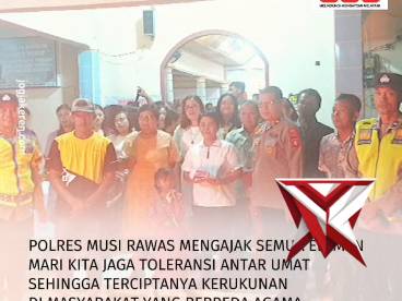 Polsek Purwodadi dan Polres Musi Rawas melaksanakan pengamanan di Gereja Santo Yusuf
