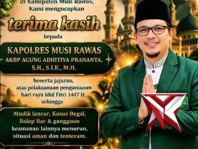 Apresiasi kinerja Kapolda Sumsel IJP SANDI NUGROHO dan jajaran dari M. Munir Fatoni,Ketua Tanfidz - PoliceTube