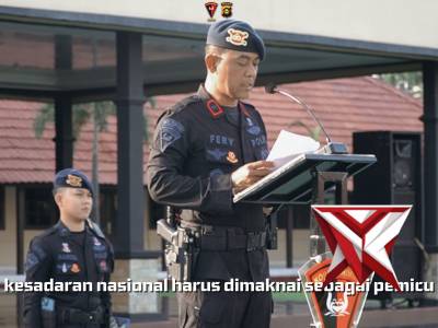 Upacara Hari Kesadaran Nasional Tahun 2026 yang berlangsung khidmat di Mako Satbrimob Polda Sumsel.