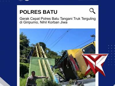 Respon Cepat Polres Batu Tangani Kecelakaan Truk Terguling di Giripurno - PoliceTube