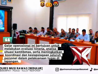 Gelar Opsnal Polres Mura dalam rangka mendukung kebijakan Kapolda sumsel IJP DR. Sandi Nug - PoliceTube