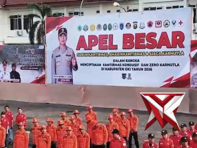 Kapolda Sumsel Irjen Pol Dr. Sandi Nugroho, S.I.K., S.H.,M.Hum., memimpin Apel Besar Sabuk Kamtibmas