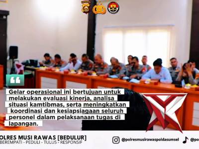 Kapolres Musi Rawas Hadiri Pembukaan Rakernis Gabungan Empat Satker Polri Secara Virtual
