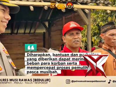 Kapolres Musi Rawas melaksanakan kunjungan ke lokasi korban kebakaran di Kecamatan Megang Sakti