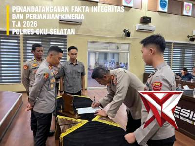 PENANDATANGANAN FAKTA INTEGRITAS DAN PERJANJIAN KINERJA POLRES OKU SELATAN