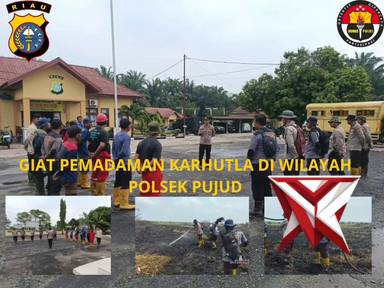 giat pemadaman karhutla oleh polsek pujud