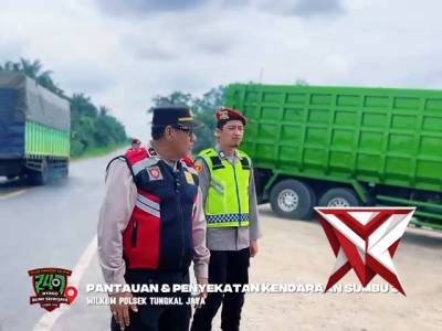 Pantauan & penyekatan kendaraaan sumbu 3  
Di wilkum Polsek Tungkal Jaya