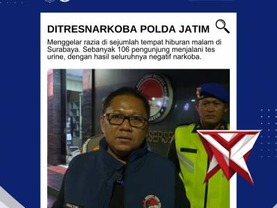 Razia Preventif Ditresnarkoba Polda Jatim, 106 Pengunjung Jalani Tes Urine