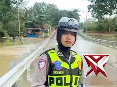Sat Lantas Polres Pali melaporkan terkait kondisi banjir - PoliceTube