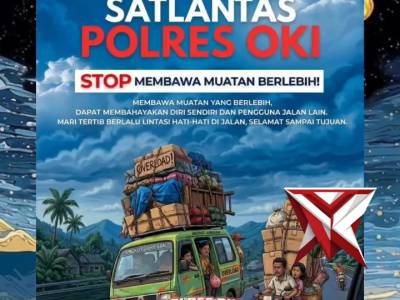 Satlantas Polres OKI, memberikan himbauan kepada pengendara, Stop membawa muatan berlebih