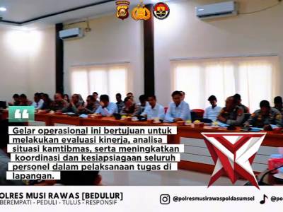 *Title*

Gelar Opsnal Polres Mura dalam rangka mendukung kebijakan Kapolda sumsel  IJP DR. Sandi Nug