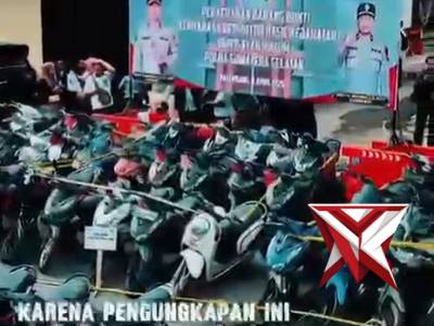 Giat penyerahan barang bukti hasil kejahatan di Polda sumsel