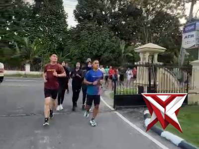 giat lari pagi kapolres bersama casi polres oku selatan