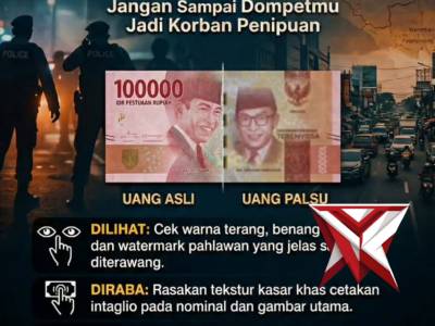 Halo masyarakat Sumsel
Selalu ingat prinsip Dilihat, Diraba, Diterawang dalam setiap transaksi tunai