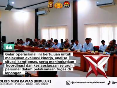 Gelar Opsnal Polres Mura dalam rangka mendukung kebijakan Kapolda sumsel IJP DR. Sandi Nugroho - PoliceTube