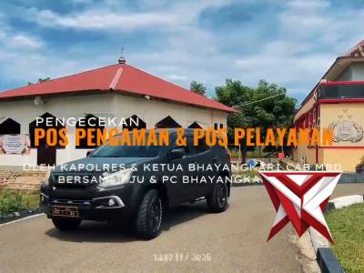 Kapolres MBD bersama ketua bhayangkari dan staf melaksanakan pengecekan pos pam/yan idul fitri 1447H