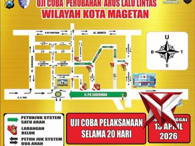 Uji coba perubahan arus lalu lintas di wilayah Kabupaten Magetan mulai diberlakukan besok nih! ? - PoliceTube