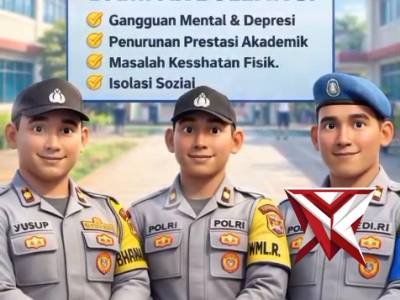 Pesonel Polres Mura memberi himbauan kepada anak sekolah untuk tidak membullying dengan sesama teman