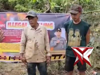 Personil Polsek Babat Toman Polres Musi Banyuasin Berikan Imbaun Larangan Aktifitas Illegal Drilling