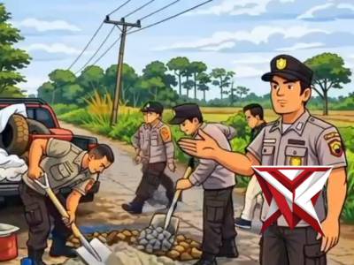 Polsek Bts Ulu memperbaiki jalan lintas