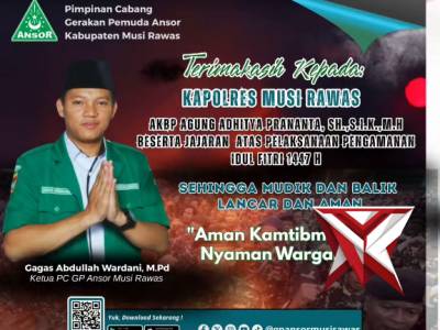 Ormas GP Anshor Musi Rawas beri apresiasi kepada Kapolda Sumsel IJP.Dr.Sandi N, S.I.K., S.H.,M.Hum