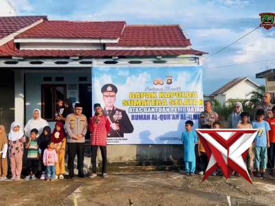 Kapolda Sumatera Selatan memberikan bantuan sumur bor serta dukungan pembangunan Rumah Al Quran.