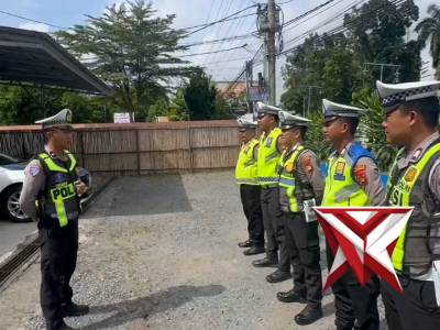 Personel Satlantas Polres OKI, melaksanakan giat Patroli diseputaran Kota Kayuagung Kab OKI