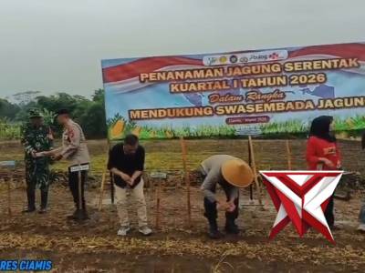 Penanaman Jagung Serentak Kuartal I di Wilayah Hukum Polres Ciamis