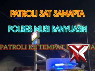 Sat Samapta melaksanakan giat patroli malam di area perbelanjaan serta pastikan kondusifitas wilayah