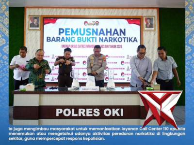 Satuan Reserse Narkoba Polres OKI melaksanakan pemusnahan barang bukti narkotika - PoliceTube