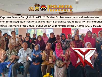 *Polsek Muara Bangkahulu Monitoring Pengenalan Program Sekolah Lansia di Rawa Makmur Permai*