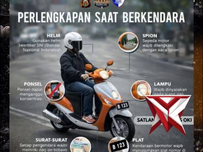 Patuhi perlengkapan saat berkendara
