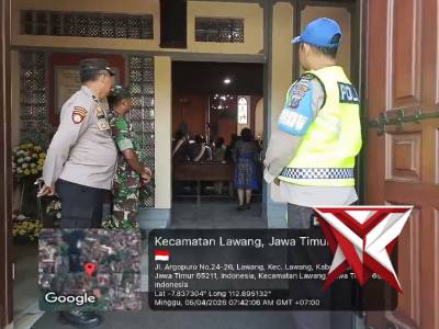 Laksanakan kegiatan pengamanan ibadah misa Minggu Paskah Di Gereja Santa Maria Perawan Tak Bernoda