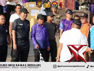 Kapolres Musi Rawas hadiri jalan santai dan senam bersama dalam rangka hari jadi kab. Musi Rawas