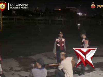 Himbauan sat samapta polres Muba kepada pengunjung taman hiburan di malam hari - PoliceTube