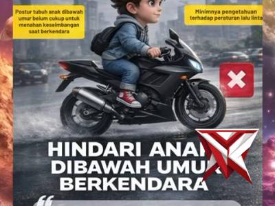 Hindari anak d bawah umur dalam mengendarai roda dia