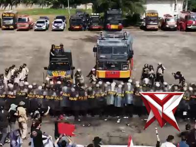 Kapolda Sumsel Irjen Pol Dr. Sandi Nugroho, S.I.K., S.H., M.Hum., memimpin Apel Besar Sabuk Kamtibma